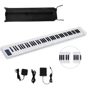 2 in 1 Attachable Digital Piano Keyboard 88/44 Touch sensitive Key w/ MIDI White  MU70016US-WH