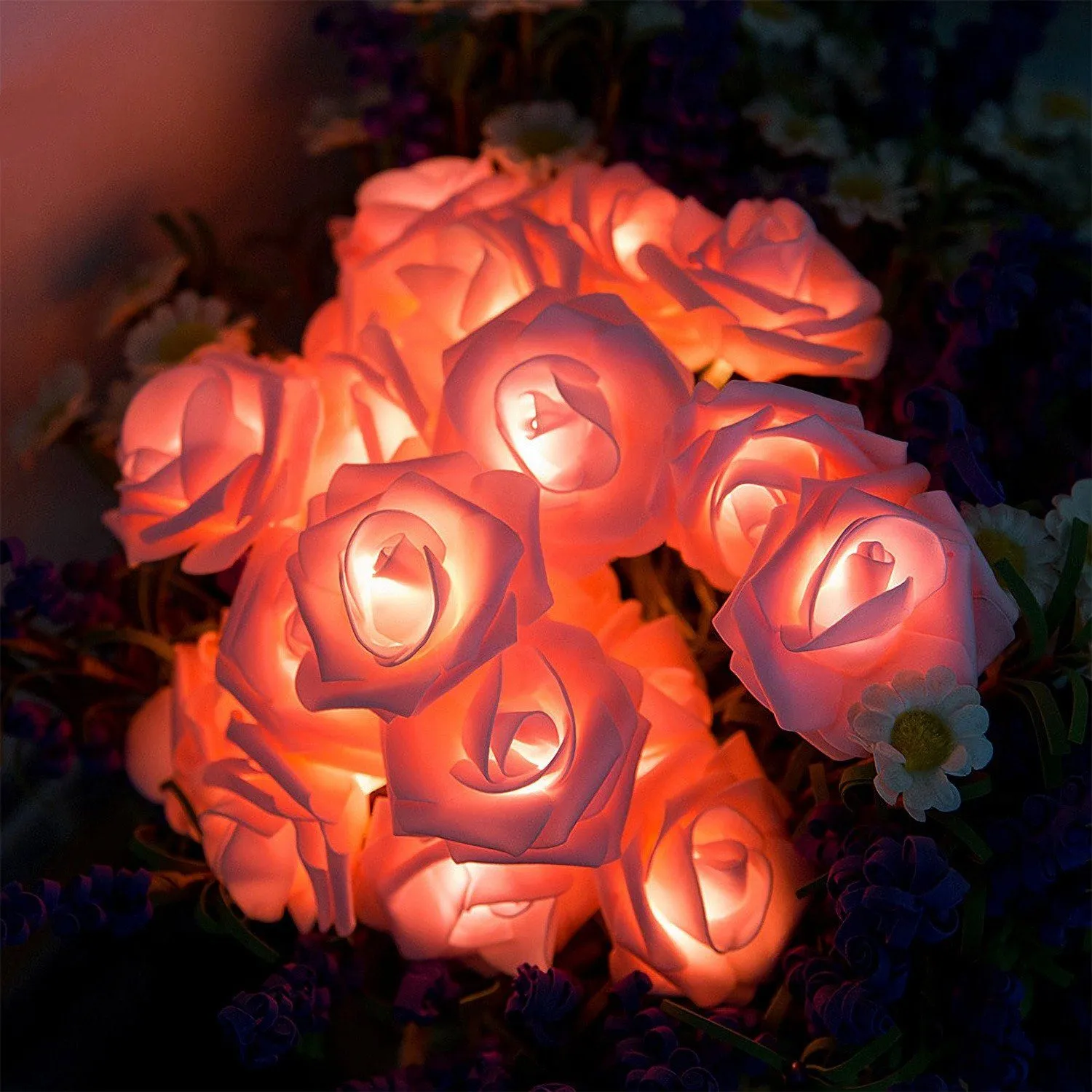 2-Pack: 40 LEDs Rose Flower String Lights
