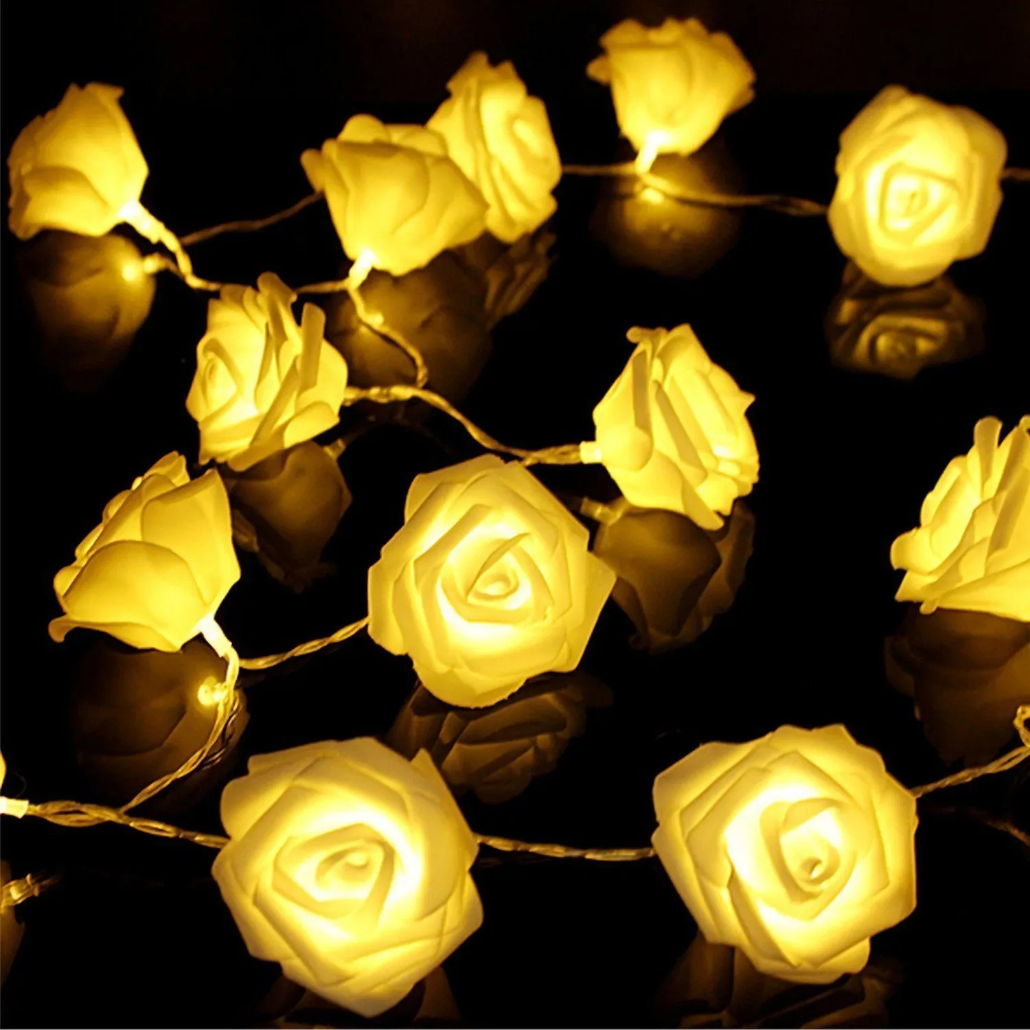 2-Pack: 40 LEDs Rose Flower String Lights