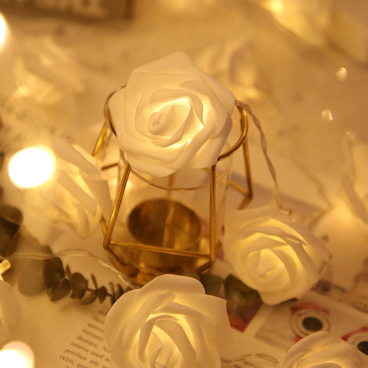 2-Pack: 40 LEDs Rose Flower String Lights