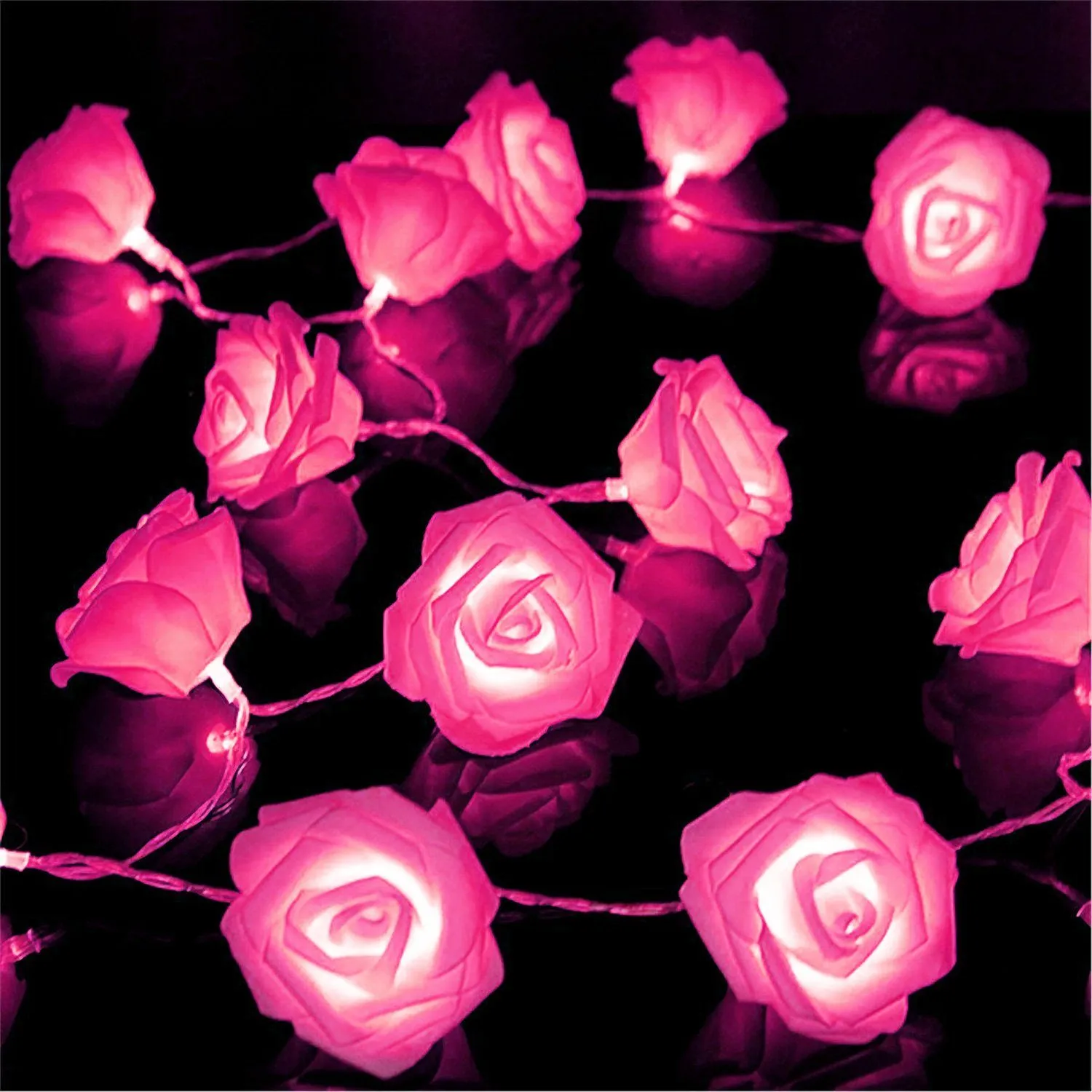 2-Pack: 40 LEDs Rose Flower String Lights