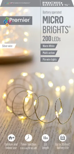 200 Large White Battery Operated Micro Bright LEDs
