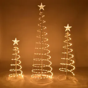3 Pack of Warm White LED Spiral Christmas Trees