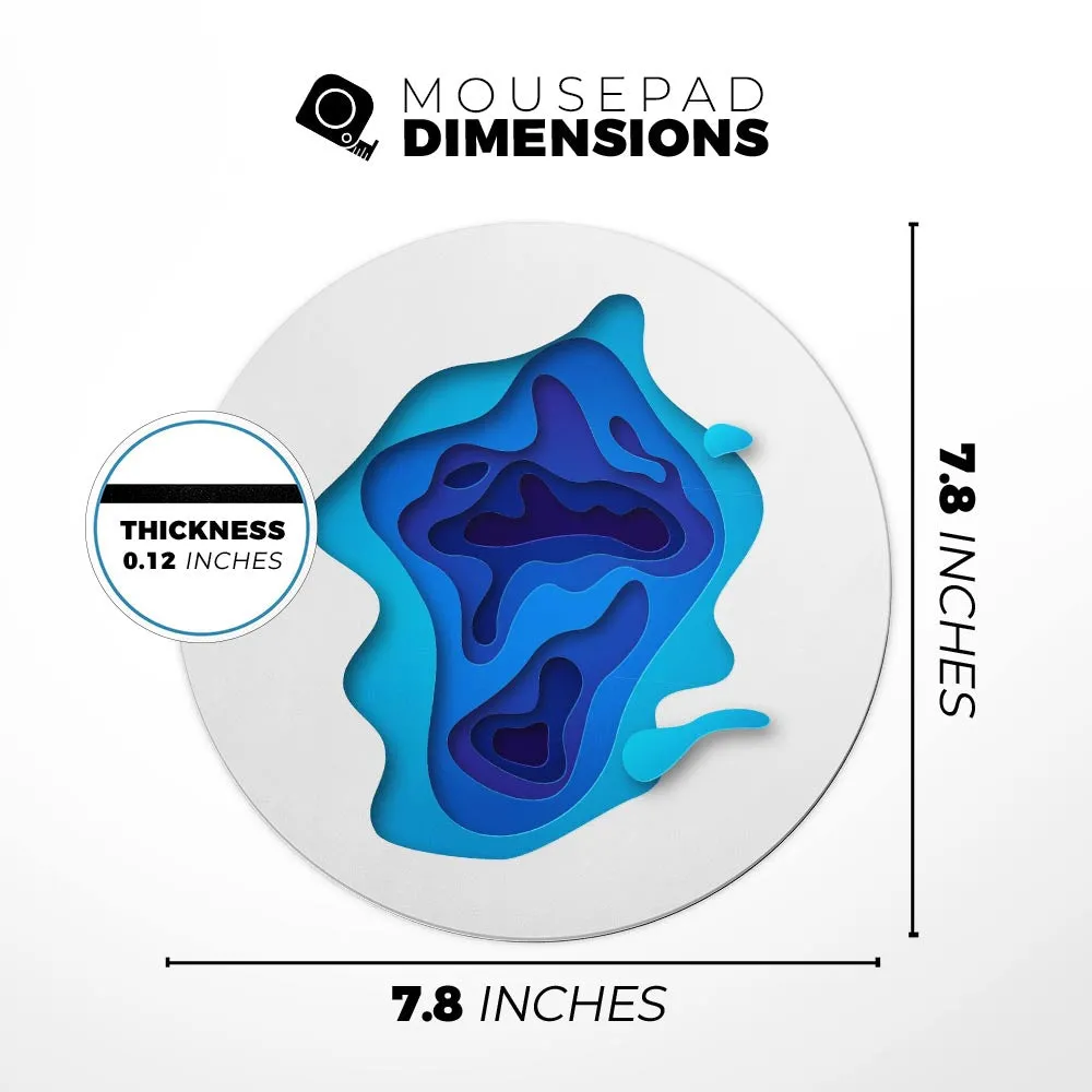 3D Blue Abstract Paper Cuts V2// WaterProof Rubber Foam Backed Anti-Slip Mouse Pad for Home Work Office or Gaming Computer Desk