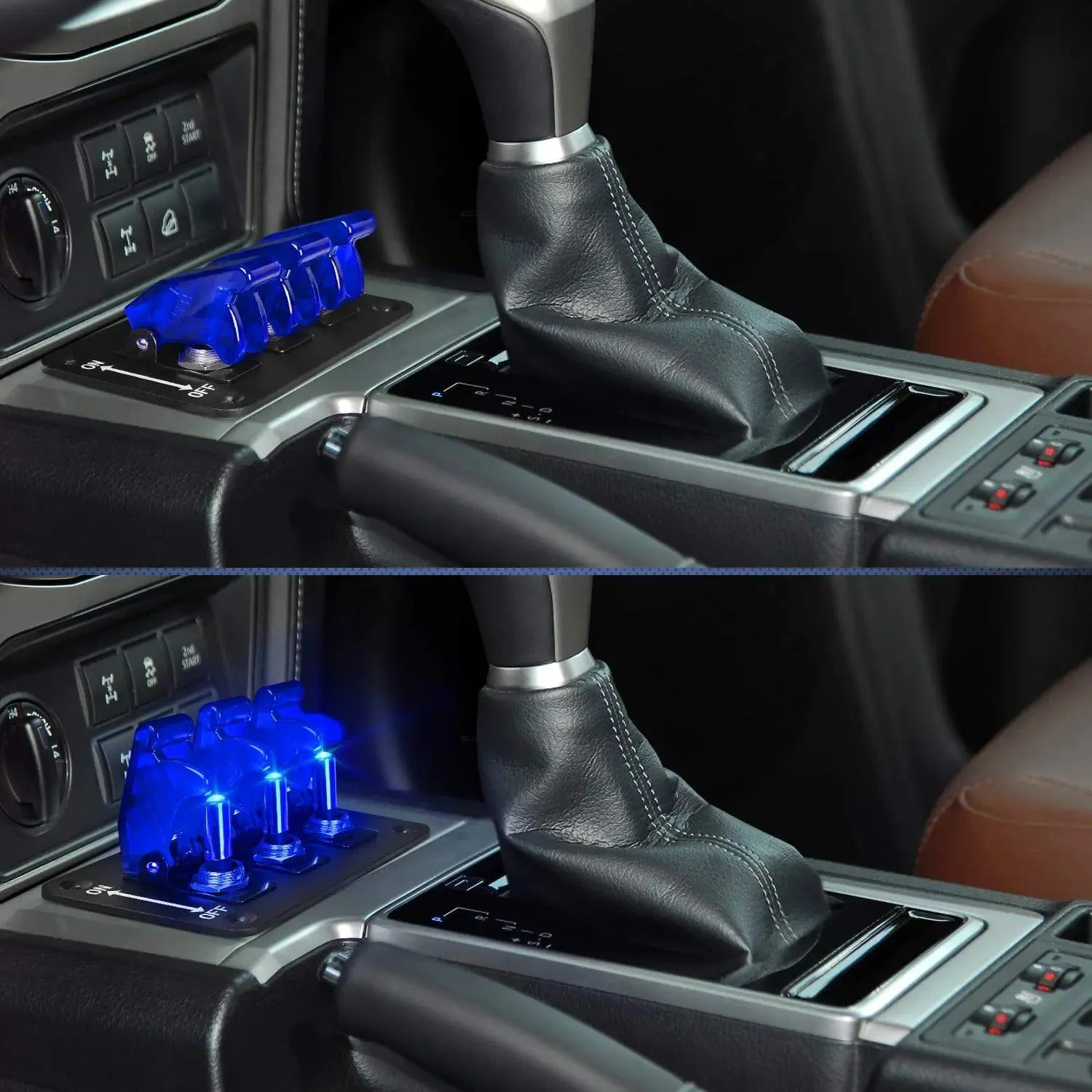 3Gang 3Pin SPST ON/Off Blue Rocker Switch Panel w/ LED Light Flip Cover