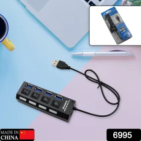 4-Port USB Hub with Switch - High Speed Adapter