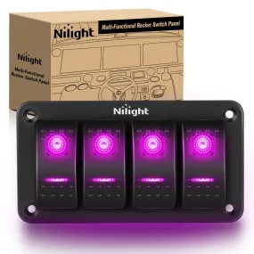 4Gang Aluminum 5Pin ON/Off Rocker Switch Panel Purple