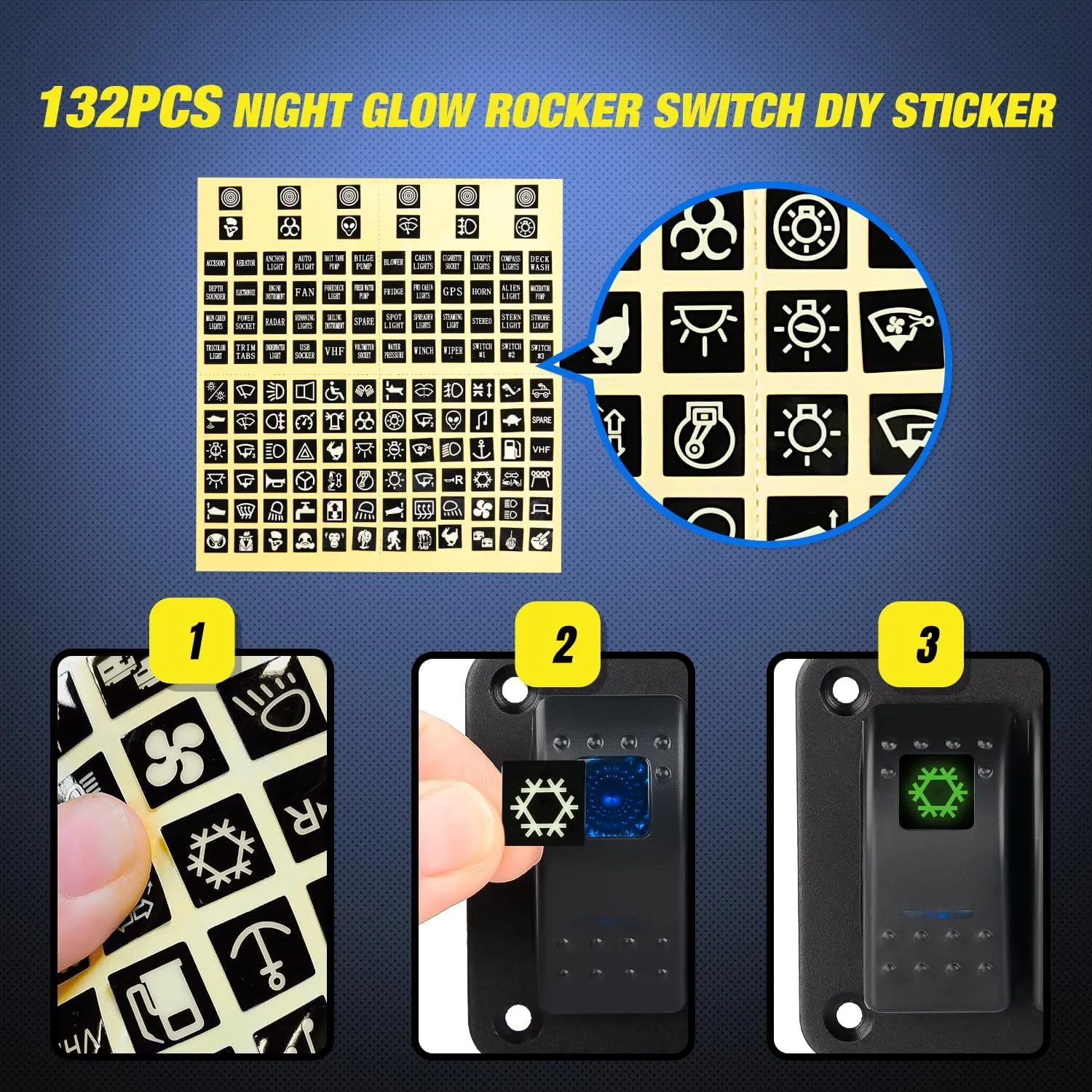 4Gang ON/Off Blue Rocker Switch Panel w/ PD Type C & USB Charger Power Socket Fuse