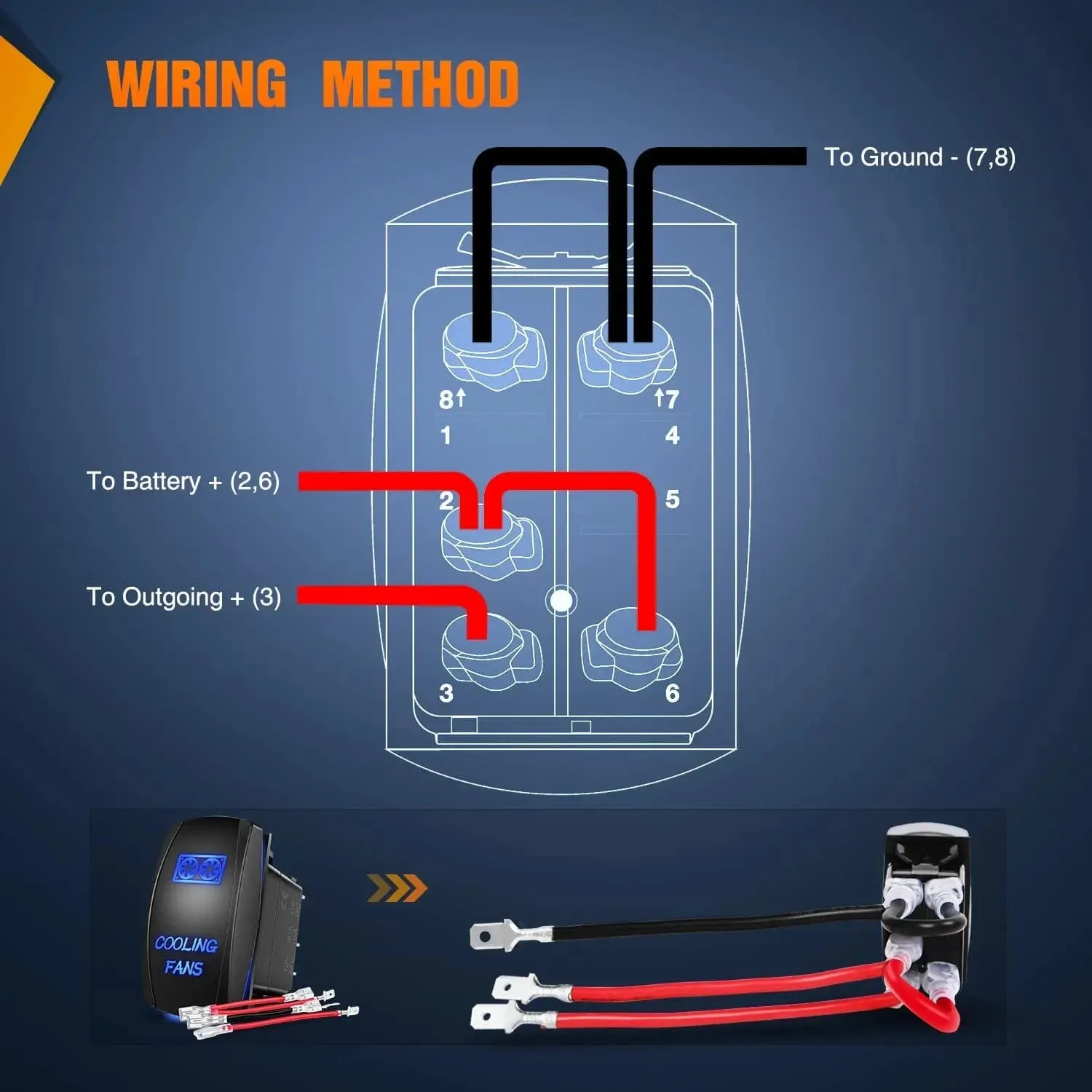 5Pin Laser On/Off Cooling Fans Rocker Switch Blue