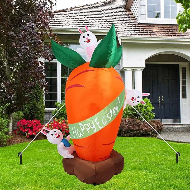 6 Feet Bunny Around Carrot Inflatable Easter Bunny Blowup Outdoor Toys with Build-in LEDs Yard Lawn Garden Decorations