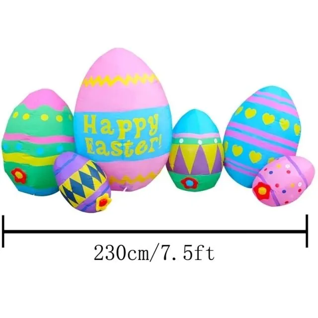 7.5 Feet Easter Eggs Inflatable Easter Bunny Blowup Outdoor Toys with Build-in LEDs Yard Lawn Garden Decorations