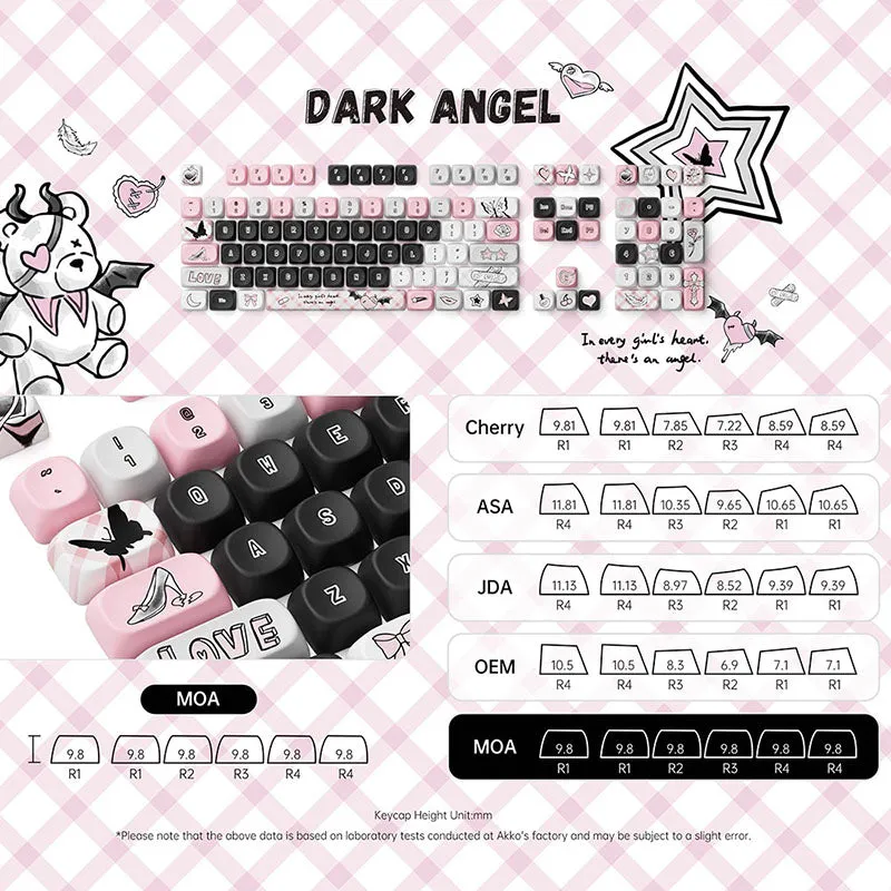 Akko Dark Angel MOA Profile Keycaps Set 140 Keys