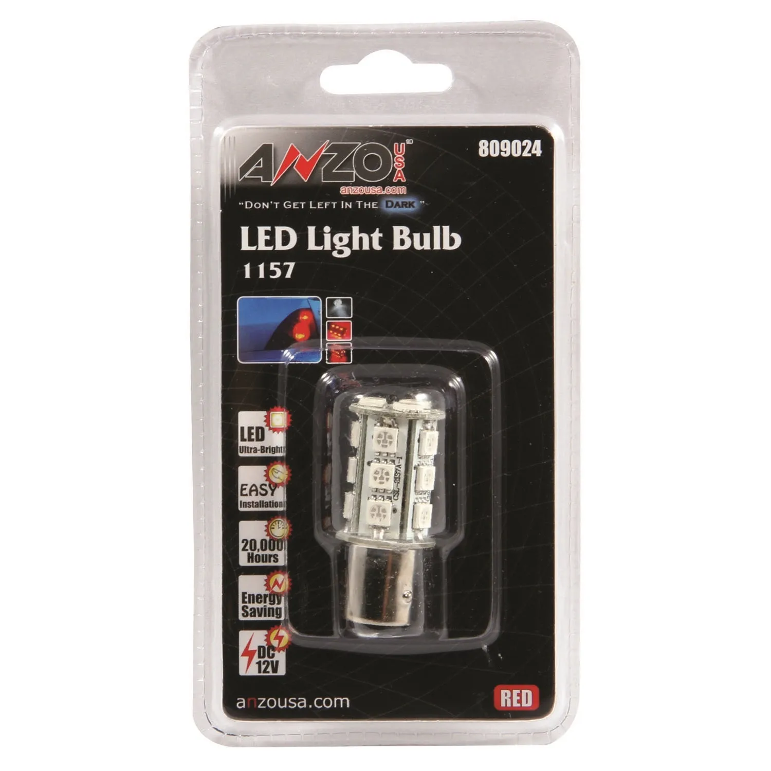 Anzo USA 809024 LED Replacement Bulb; 1157; 18 LEDs; 1 3/4 in. Tall; Red;