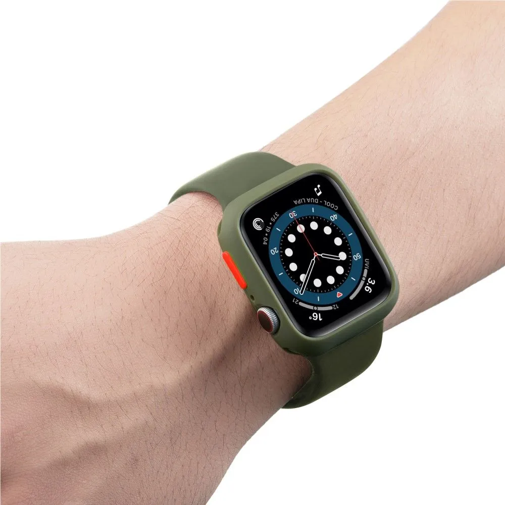 Apple Watch (41mm) candy color button TPU cover - Army Green / Red