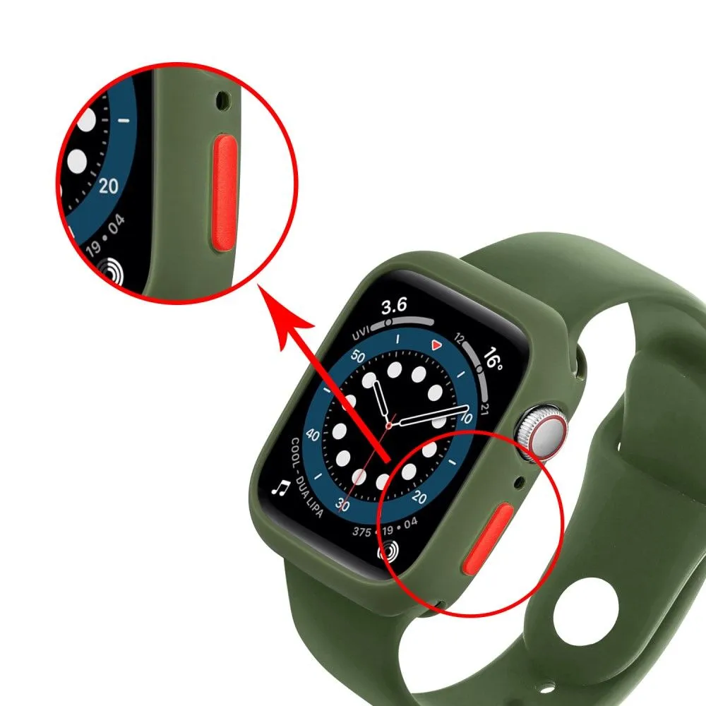 Apple Watch (41mm) candy color button TPU cover - Army Green / Red
