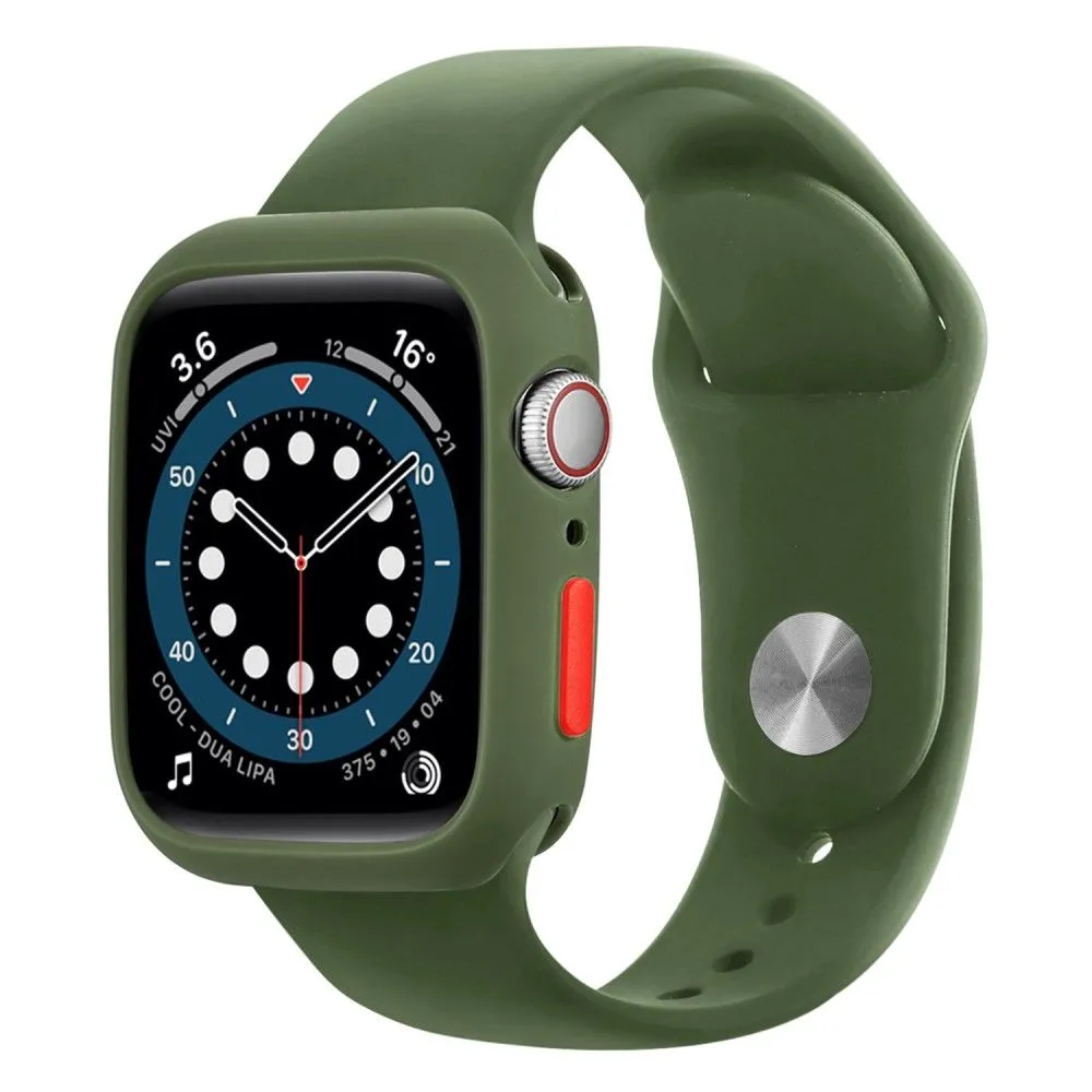 Apple Watch (41mm) candy color button TPU cover - Army Green / Red