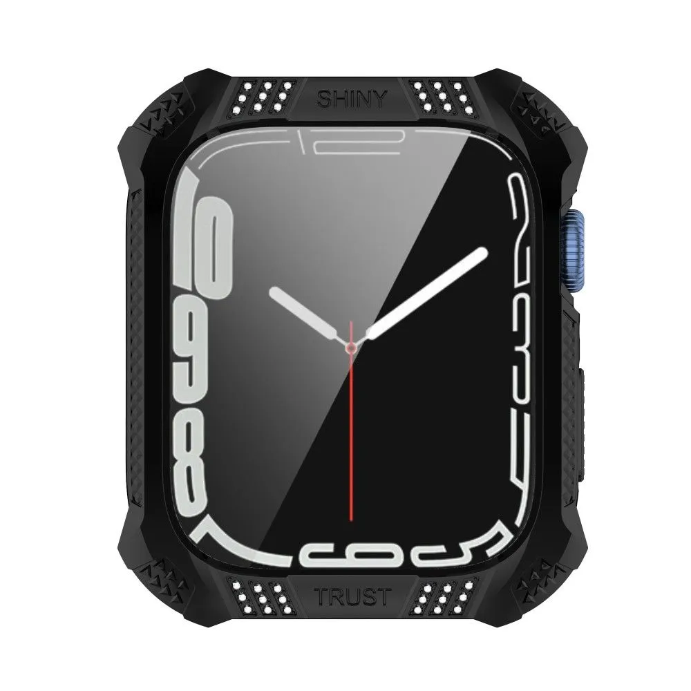 Apple Watch (45mm) rhinestone adorned cover with tempered glass screen protector - Black