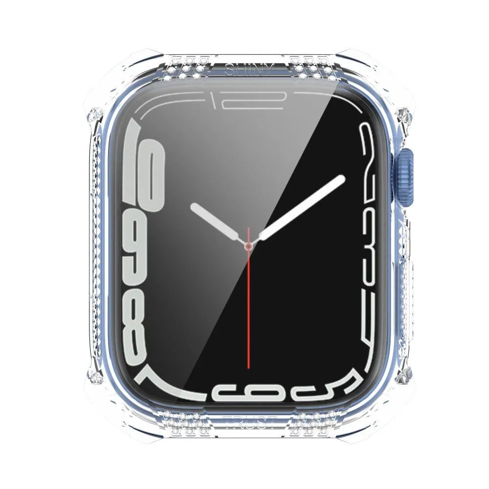 Apple Watch (45mm) rhinestone adorned cover with tempered glass screen protector - Transparent