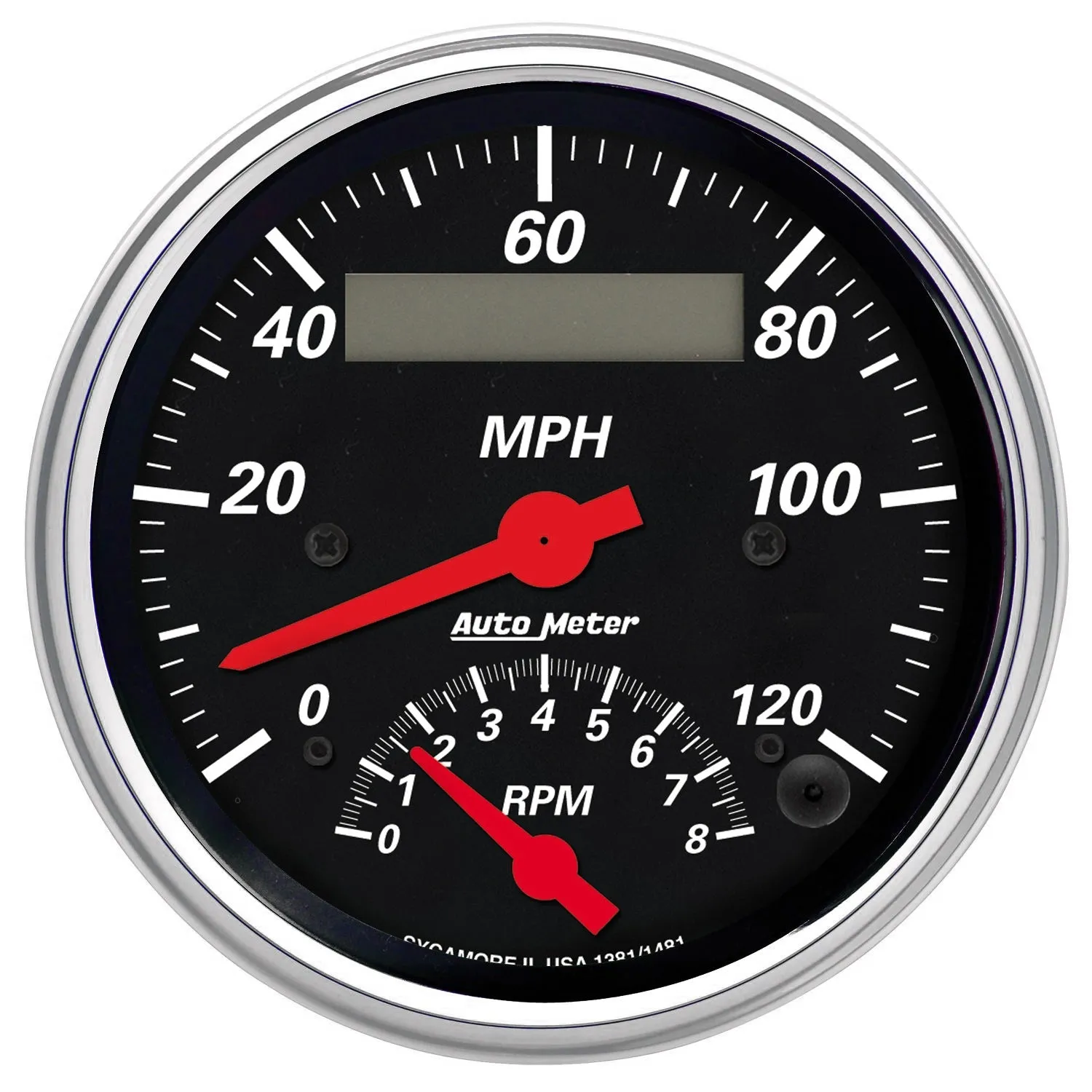AutoMeter 1481 GAUGE; TACH/SPEEDO; 3 3/8in.; 120MPH/8K RPM; ELEC. PROGRAM.; DESIGNER BLK