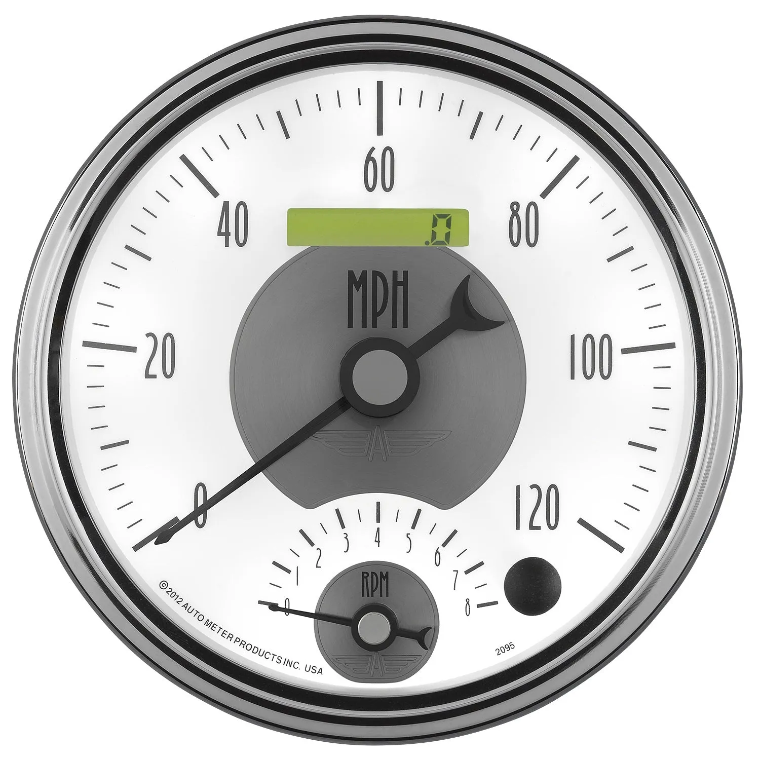 AutoMeter 2095 GAUGE; TACH/SPEEDO; 5in.; 120MPH/8K RPM; ELEC. PROGRAM.; PRESTIGE PEARL
