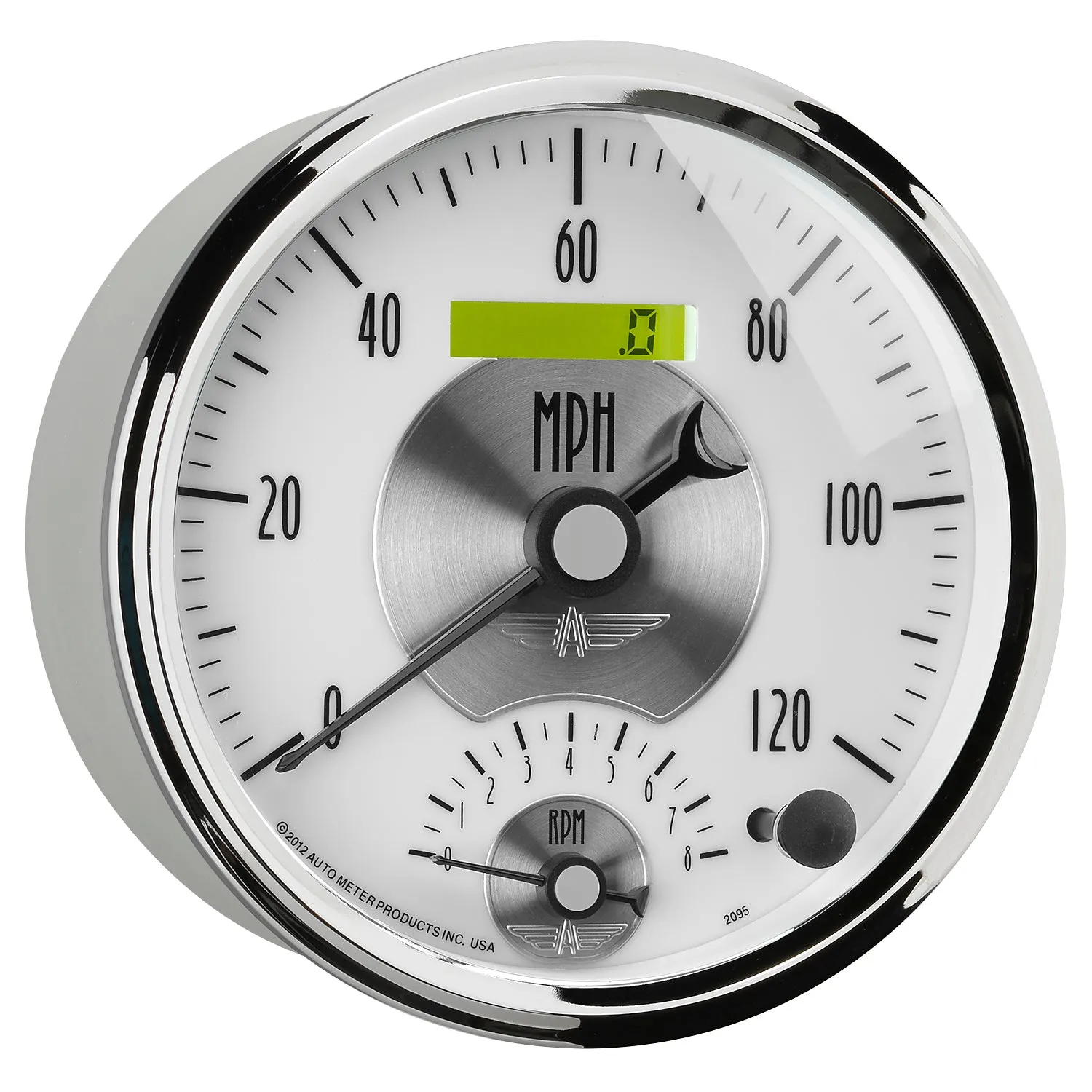 AutoMeter 2095 GAUGE; TACH/SPEEDO; 5in.; 120MPH/8K RPM; ELEC. PROGRAM.; PRESTIGE PEARL