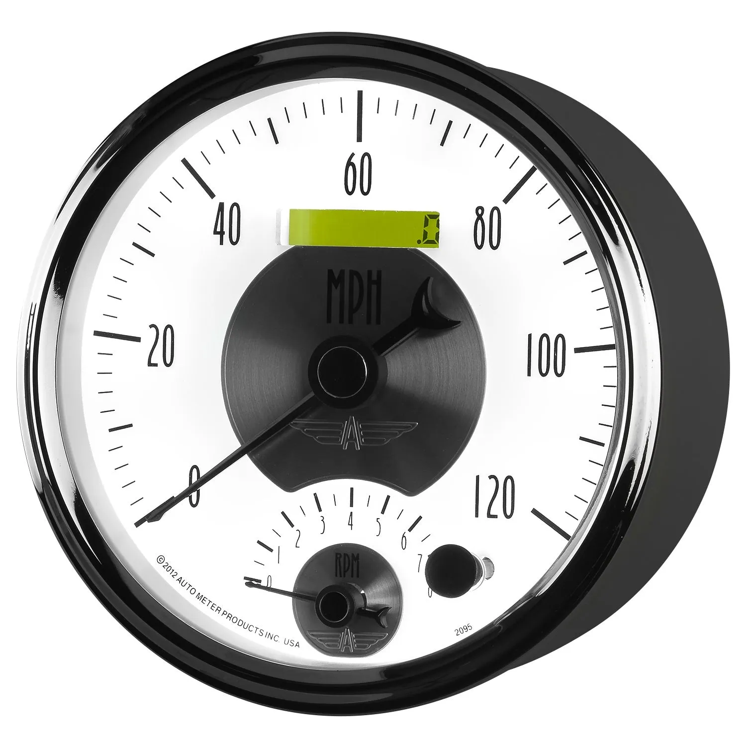 AutoMeter 2095 GAUGE; TACH/SPEEDO; 5in.; 120MPH/8K RPM; ELEC. PROGRAM.; PRESTIGE PEARL