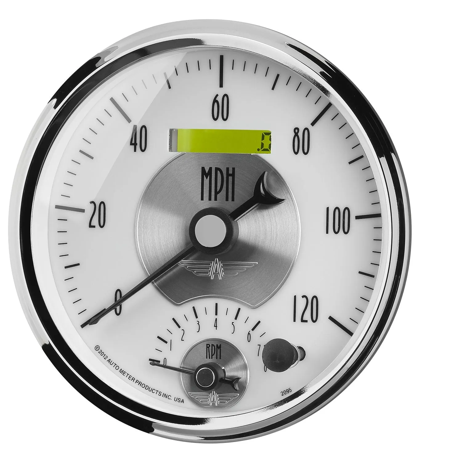 AutoMeter 2095 GAUGE; TACH/SPEEDO; 5in.; 120MPH/8K RPM; ELEC. PROGRAM.; PRESTIGE PEARL