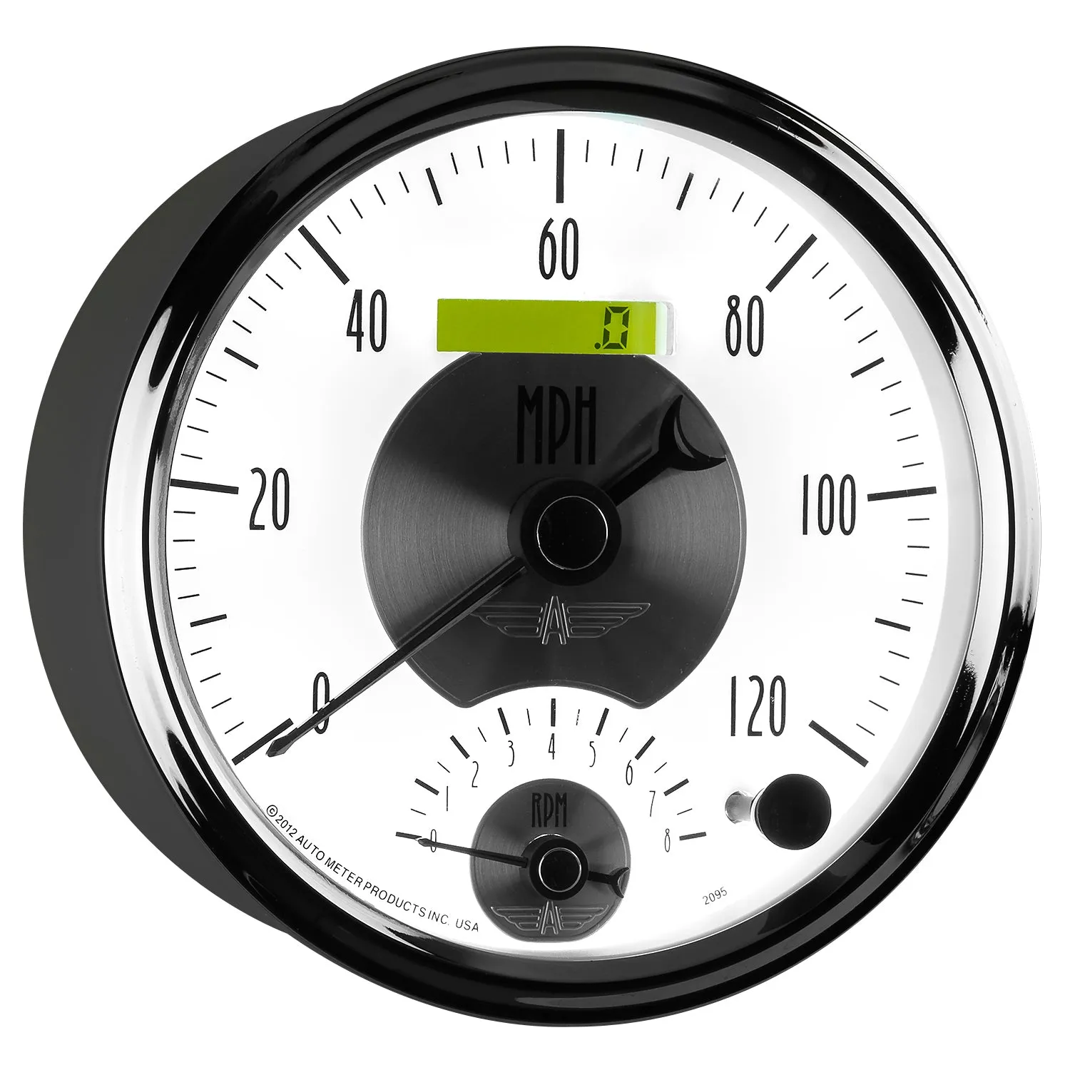 AutoMeter 2095 GAUGE; TACH/SPEEDO; 5in.; 120MPH/8K RPM; ELEC. PROGRAM.; PRESTIGE PEARL