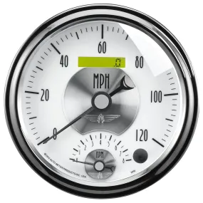 AutoMeter 2095 GAUGE; TACH/SPEEDO; 5in.; 120MPH/8K RPM; ELEC. PROGRAM.; PRESTIGE PEARL
