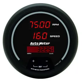 AutoMeter 6387 GAUGE; TACH/SPEEDO; 3 3/8in.; 260MPH/260KMH/10KRPM; PROGRAM; DIG; BLK W/RD LED