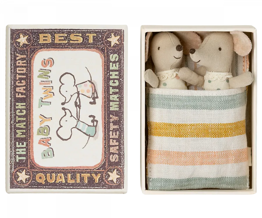 Baby Twin Mice in a Matchbox
