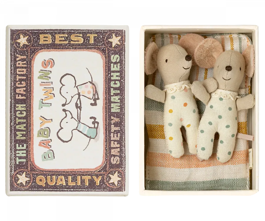 Baby Twin Mice in a Matchbox