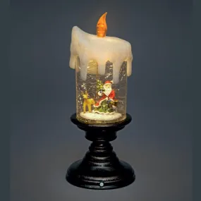 Battery Operated 25cm Water Candle with Warm White  Yellow LEDs Santa Tree Scene