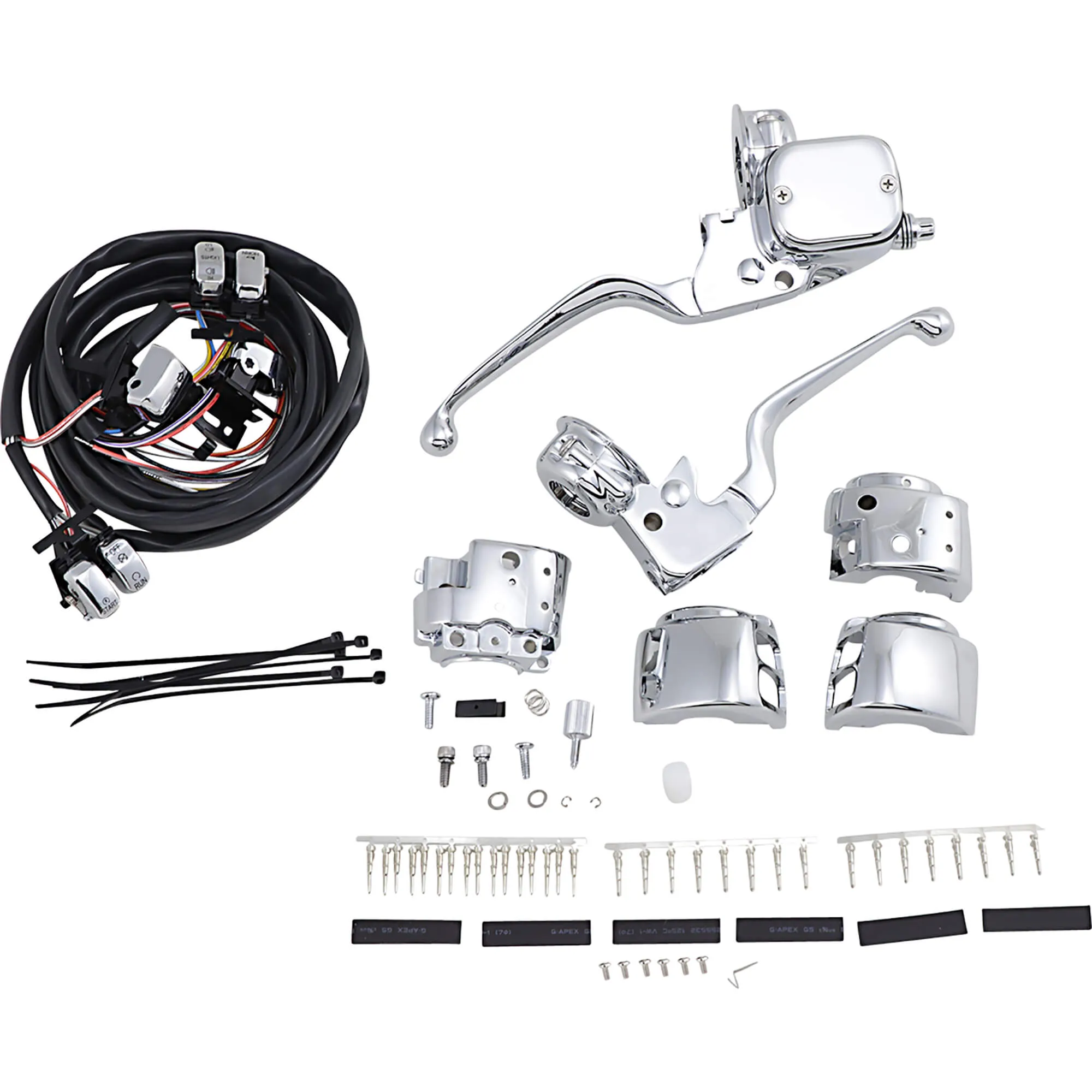 Brake/Mechanical Clutch Controls Kit with Switches - Chrome - Single Disc 1996-11 Harley-Davidson FXD/FXDWG 96-03 XL 96-07 FLHR 96-10 FXST/FLST