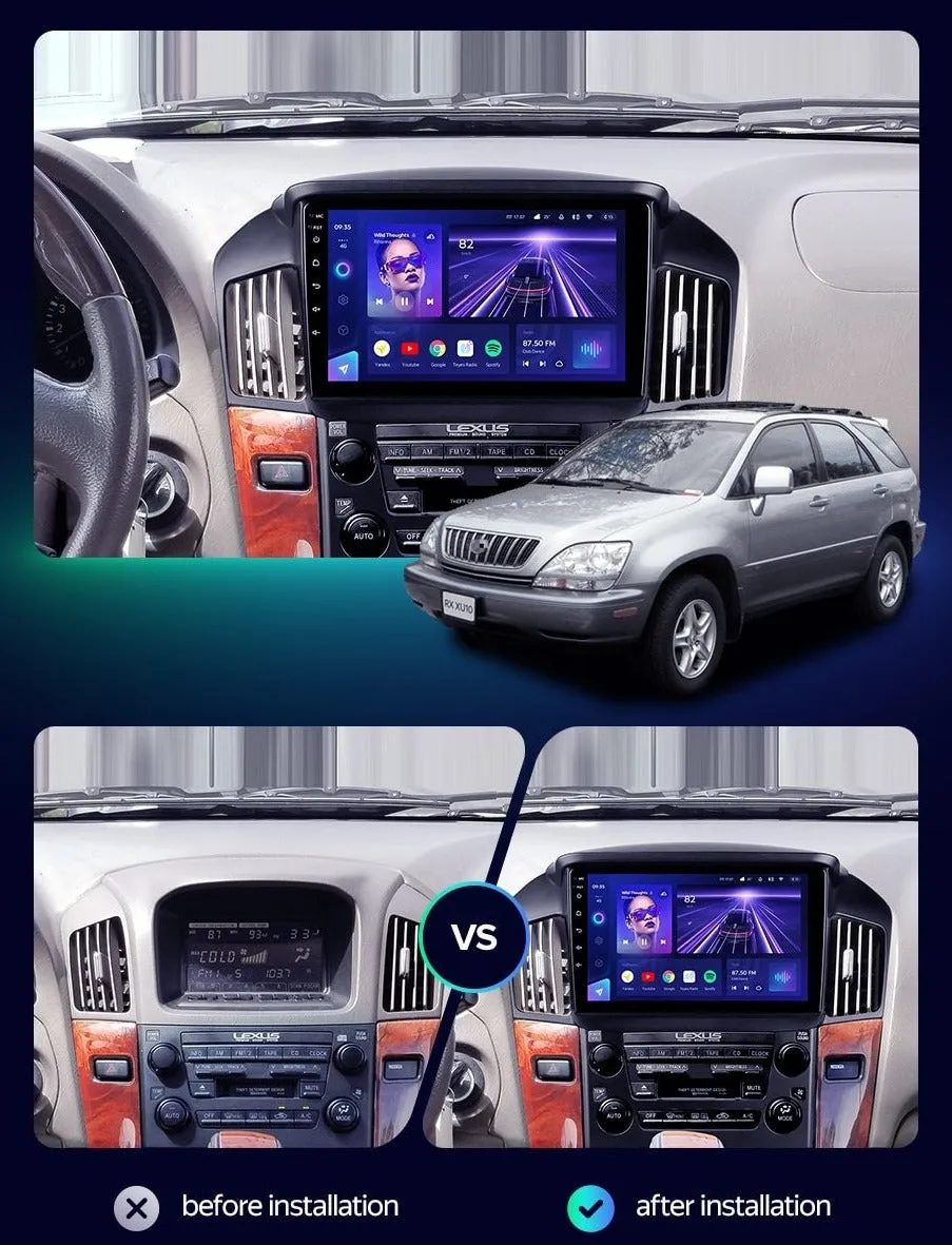 Car Dealz Elite 4G Data Model 10.2" Android 10.0 For Lexus RX300 XU10 1997 - 2003 GPS Bluetooth Car Player Navigation Radio Stereo DVD Head Unit In Dash Plus OEM Fascia