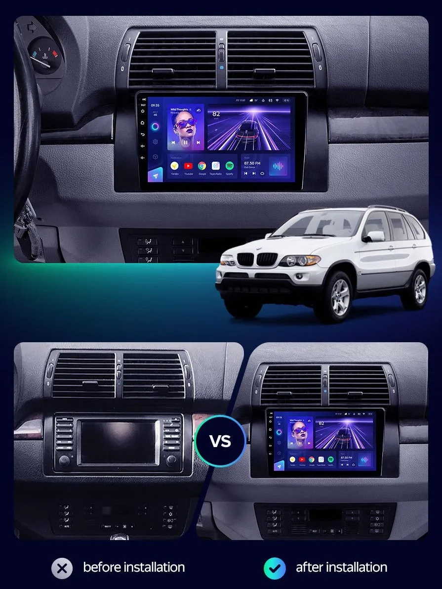 Car Dealz Elite 4G Data Model 10.2" Android 12.0 For BMW X5 E39 E53 1999 - 2006 In Dash Plus OEM Fascia