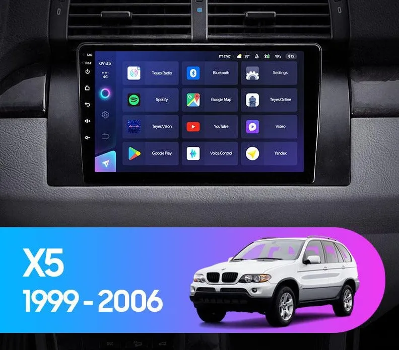 Car Dealz Elite 4G Data Model 10.2" Android 12.0 For BMW X5 E39 E53 1999 - 2006 In Dash Plus OEM Fascia