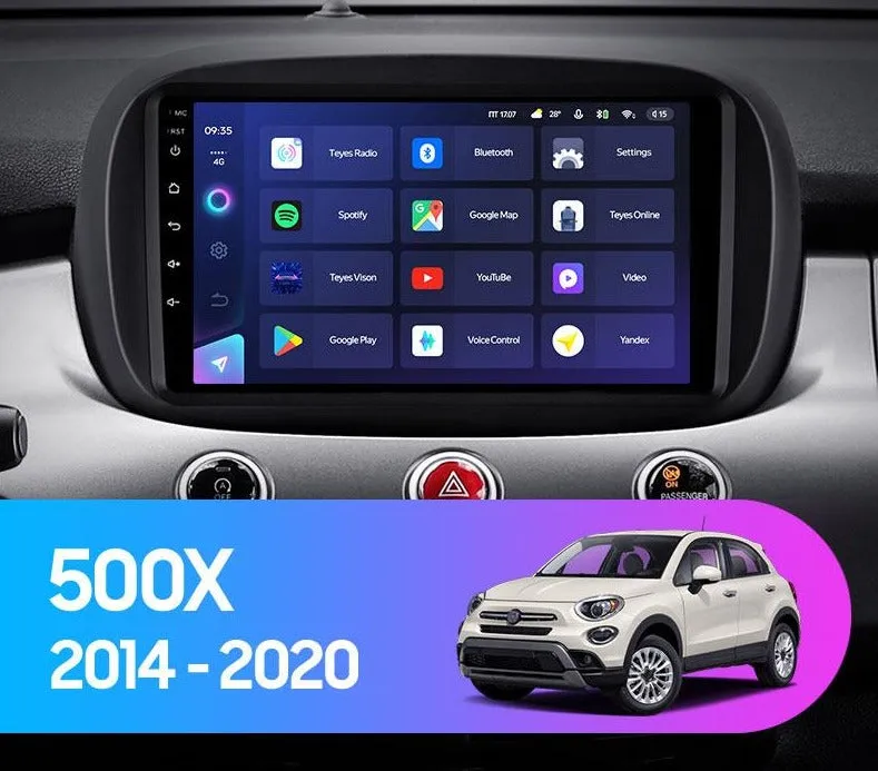 Car Dealz Elite 4G Data Model 10.2" Android 12.0 For Fiat 500X 2014 - 2020 In Dash Plus OEM Fascia