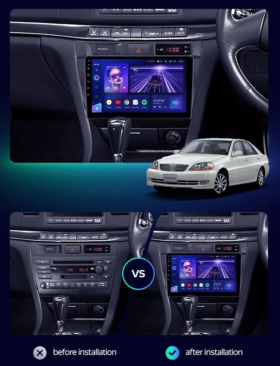 Car Dealz Elite 4G Data Model 10.2" Android 12.0 For Toyota Mark II 9 X100 2000 - 2007 In Dash Plus OEM Fascia