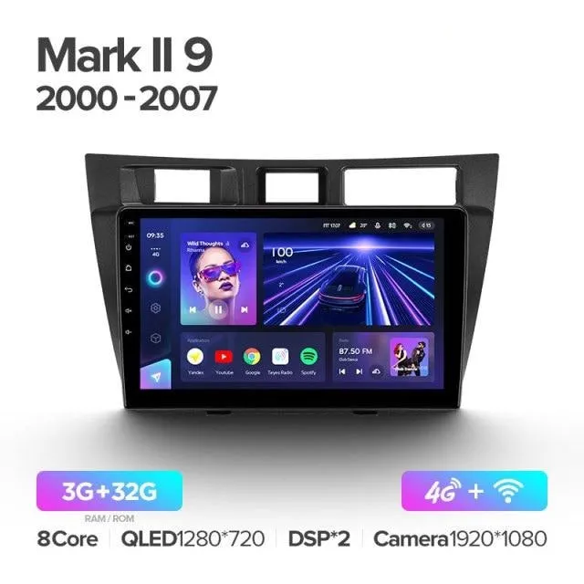 Car Dealz Elite 4G Data Model 10.2" Android 12.0 For Toyota Mark II 9 X100 2000 - 2007 In Dash Plus OEM Fascia