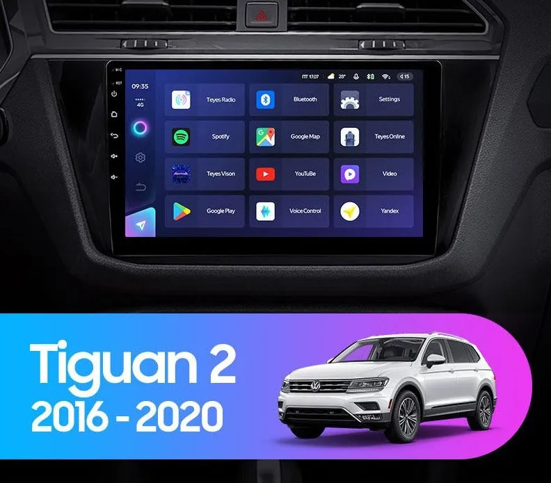 Car Dealz Elite 4G Data Model 10.2" Android 12.0 For Volkswagen Tiguan 2 Mk 2016-2020 In Dash Plus OEM Fascia