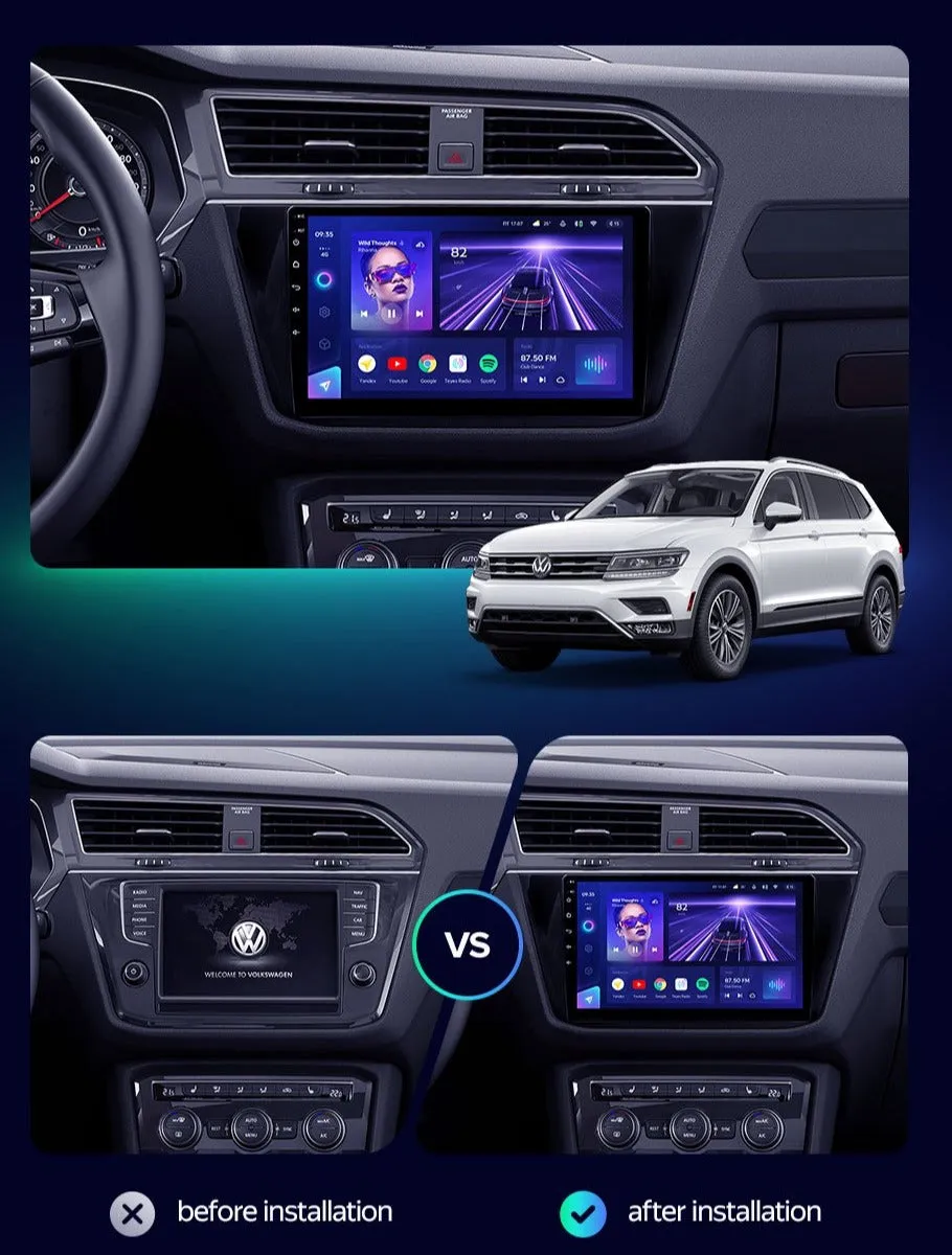 Car Dealz Elite 4G Data Model 10.2" Android 12.0 For Volkswagen Tiguan 2 Mk 2016-2020 In Dash Plus OEM Fascia