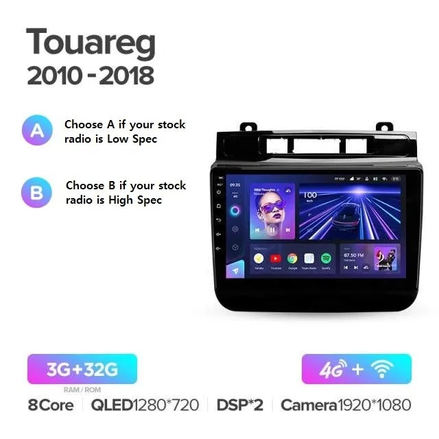 Car Dealz Elite 4G Data Model 10.2" Android 12.0 For Volkswagen Touareg FL NF 2010 - 2018 In Dash Plus OEM Fascia