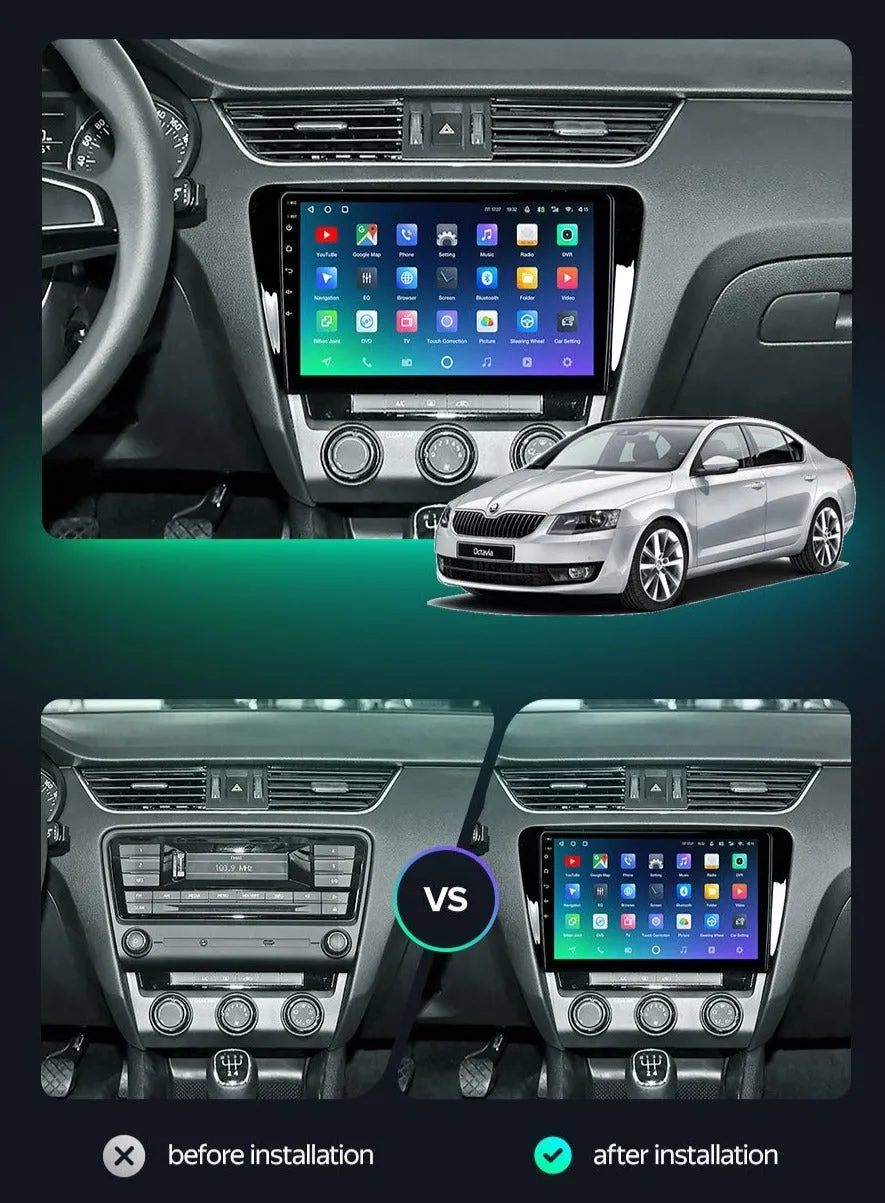 Car Dealz Premium Advanced 4G Data Model 10.2" Android 12.0 For Skoda Octavia 3 A7 2013-2018 In Dash Plus OEM Fascia