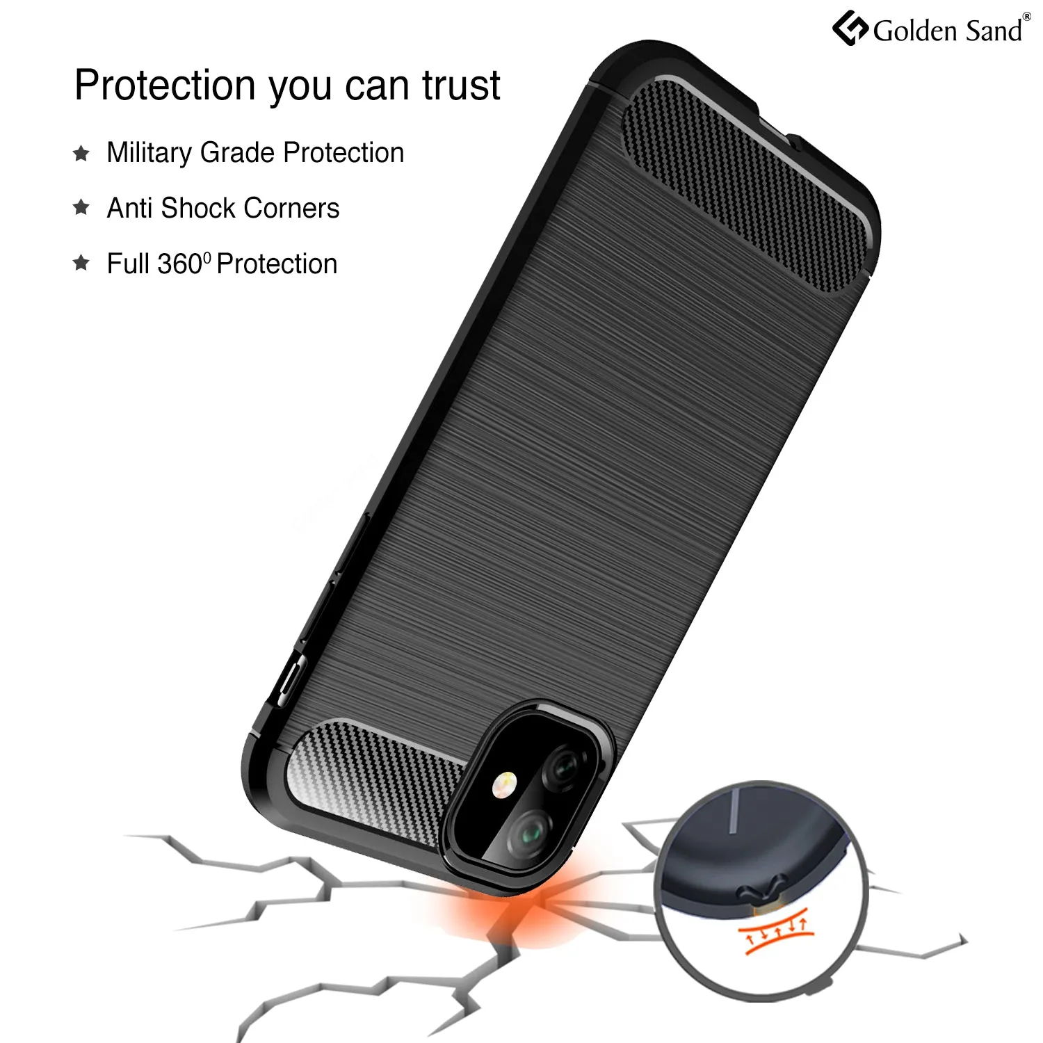 Carbon Fibre Series Shockproof Armor Back Cover for Apple iPhone 11 6.1 inch, Black