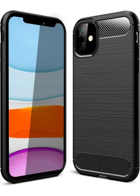 Carbon Fibre Series Shockproof Armor Back Cover for Apple iPhone 11 6.1 inch, Black