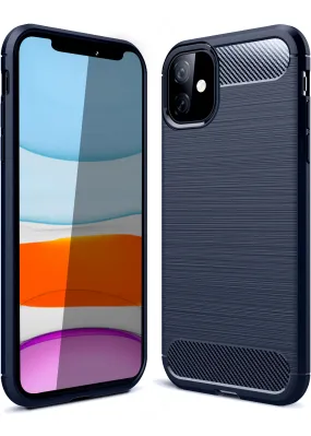 Carbon Fibre Series Shockproof Armor Back Cover for Apple iPhone 11 6.1 inch, Blue