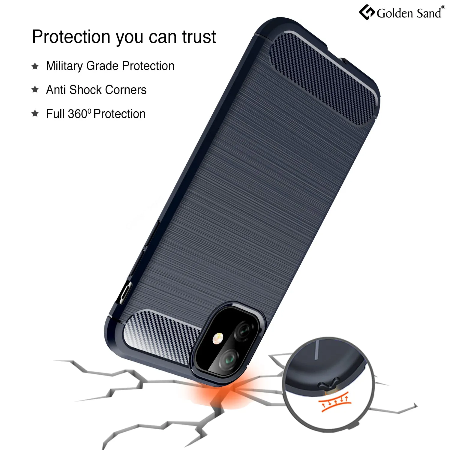 Carbon Fibre Series Shockproof Armor Back Cover for Apple iPhone 11 6.1 inch, Blue