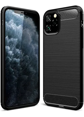 Carbon Fibre Series Shockproof Armor Back Cover for Apple iPhone 11 Pro 5.8 inch, Black