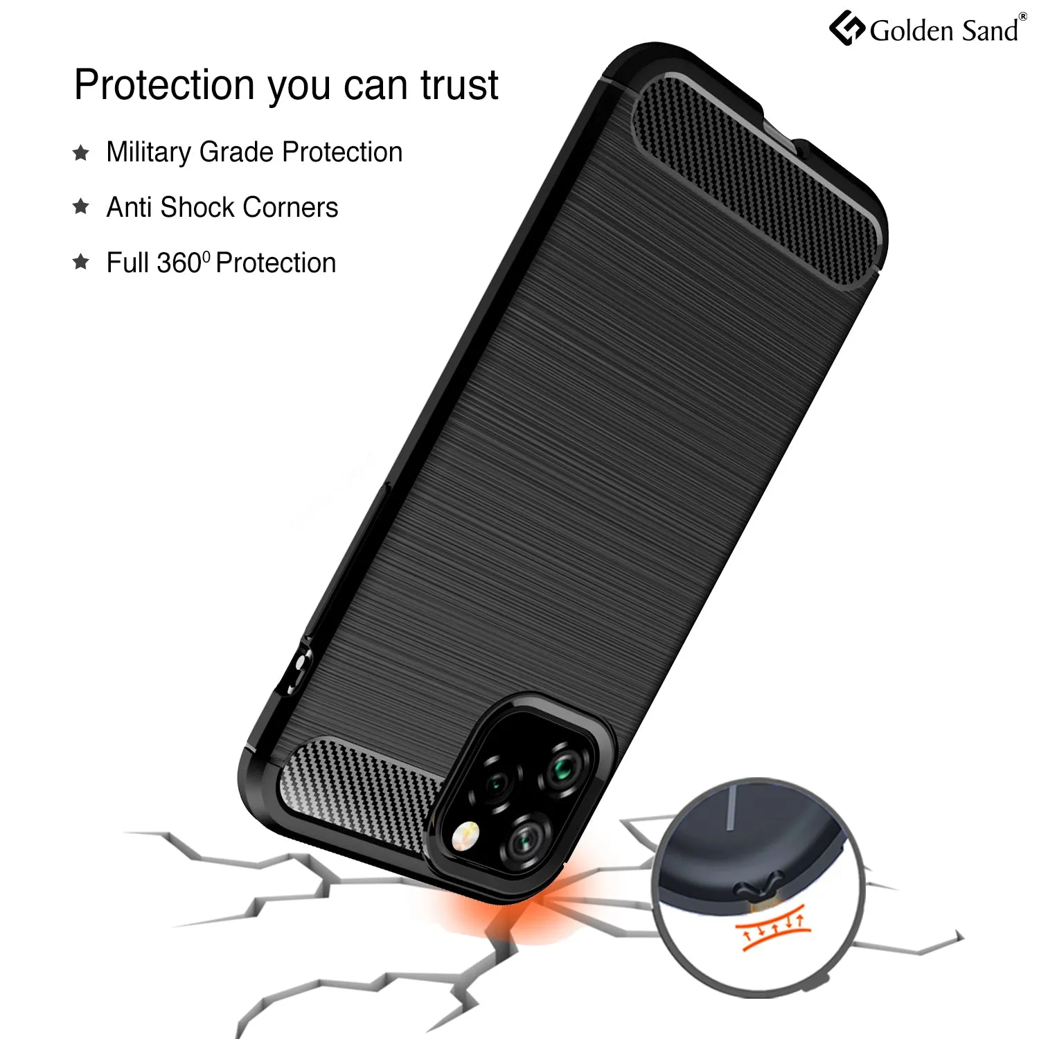 Carbon Fibre Series Shockproof Armor Back Cover for Apple iPhone 11 Pro 5.8 inch, Black